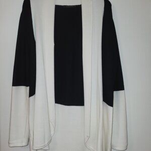 CYRUS - Black/Beige Colorblock Long Sleeve Cardigan, Size L
